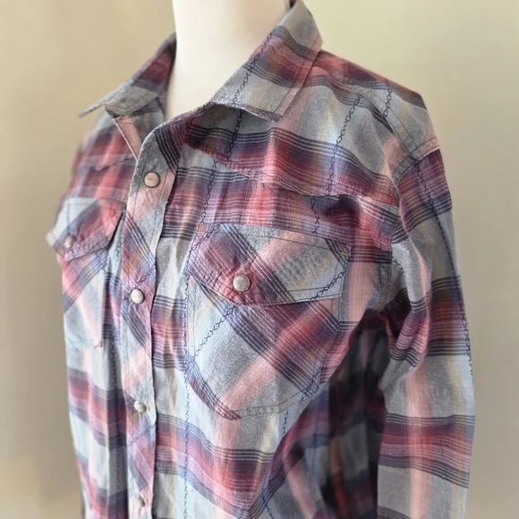 Prana Plaid Western Snap Button Shirt | Size M | Cotton Blend - Picture 1 of 12